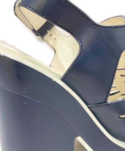 JIL SANDER NAVY（ジルサンダー ネイビー）JIL SANDER NAVY (ジルサンダー ネイビー) カットワークレザーサンダル ネイビー サイズ:38の古着・服飾アイテム