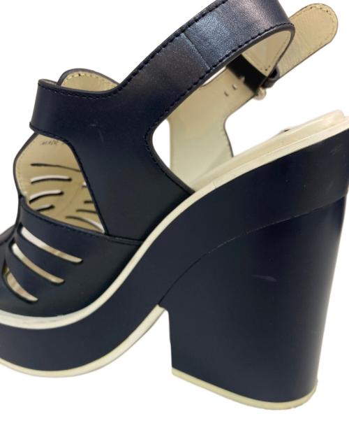 JIL SANDER NAVY（ジルサンダー ネイビー）JIL SANDER NAVY (ジルサンダー ネイビー) カットワークレザーサンダル ネイビー サイズ:38の古着・服飾アイテム