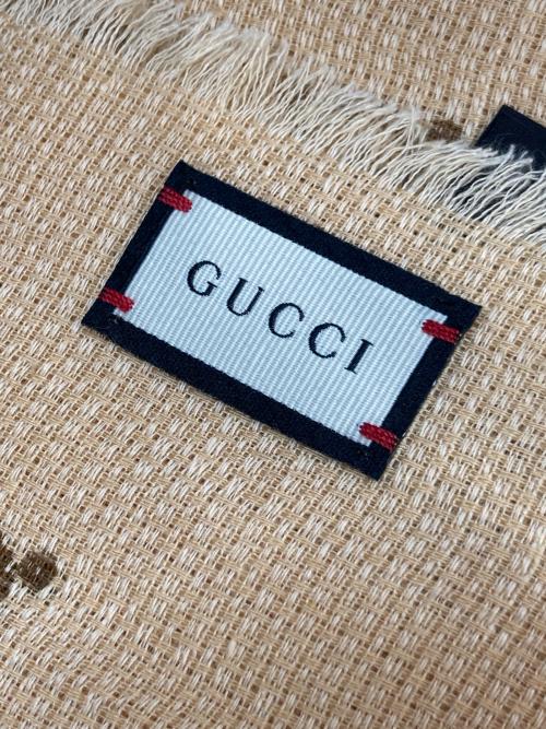 GUCCI（グッチ）GUCCI (グッチ) GGリネンウールシルクストール ベージュの古着・服飾アイテム