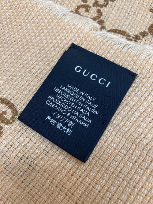 GUCCI（グッチ）GUCCI (グッチ) GGリネンウールシルクストール ベージュの古着・服飾アイテム