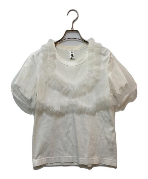 noir kei ninomiya（ノワール ケイ ニノミヤ）noir kei ninomiya (ノワール ケイ ニノミヤ) フリルドッキングTシャツ ホワイト サイズ:Sの古着・服飾アイテム