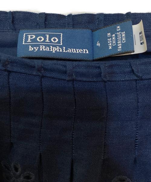 POLO RALPH LAUREN（ポロ・ラルフローレン）POLO RALPH LAUREN (ポロ・ラルフローレン) リネンカットワーク刺繍スカート ネイビー サイズ:4の古着・服飾アイテム
