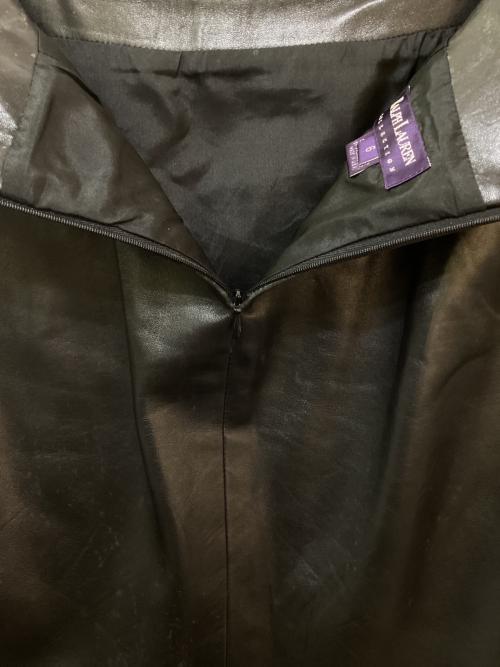 RALPH LAUREN Purple Label（ラルフ ローレン パープル レーベル）RALPH LAUREN Purple Label (ラルフ ローレン パープル レーベル) レザースカート ブラック サイズ:6の古着・服飾アイテム