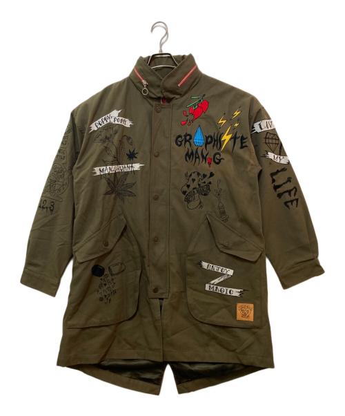 Graphiste Man G（グラフィストマンジー）Graphiste Man G (グラフィストマンジー) 刺繍コート オリーブ サイズ:-の古着・服飾アイテム