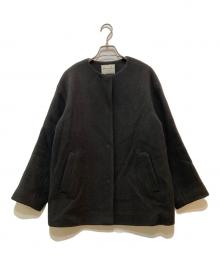 green label relaxing（グリーンレーベルリラクシング）の古着「SENTDALE WOOL セントデールウール ノーカラー ミドル コート」｜グレー