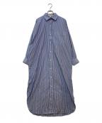 MAMENE-）の古着「Phoebe Shirt Dress - Navy Poplin Stripe」｜ホワイト×ブルー