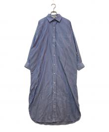 MAMENE（-）の古着「Phoebe Shirt Dress - Navy Poplin Stripe」｜ホワイト×ブルー