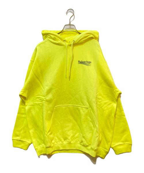 BALENCIAGA（バレンシアガ）BALENCIAGA (バレンシアガ) キャンペーンロゴプリントプルオーバーパーカー イエロー サイズ:XLの古着・服飾アイテム