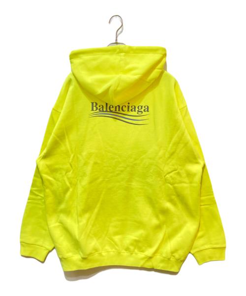 BALENCIAGA（バレンシアガ）BALENCIAGA (バレンシアガ) キャンペーンロゴプリントプルオーバーパーカー イエロー サイズ:XLの古着・服飾アイテム