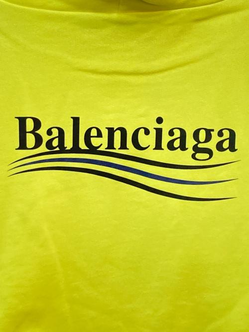 BALENCIAGA（バレンシアガ）BALENCIAGA (バレンシアガ) キャンペーンロゴプリントプルオーバーパーカー イエロー サイズ:XLの古着・服飾アイテム