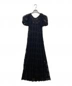 CLANEクラネ）の古着「LACE MINI PUFF SLEEVE ONEPIECE　16112-5182」｜ブラック