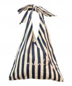 weakendウィークエンド）の古着「ストライプリボンバッグ　NP2201N」｜ベージュ×ネイビー