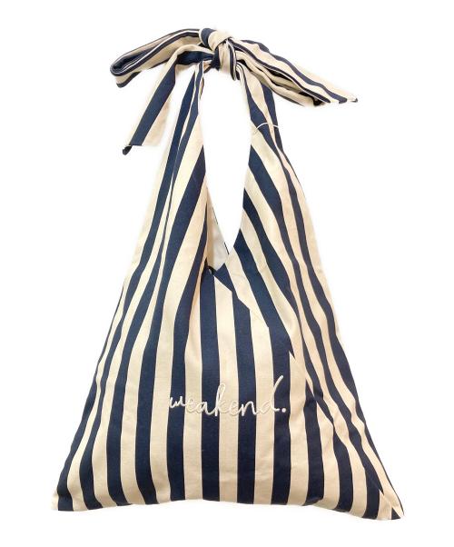 weakend（ウィークエンド）weakend (ウィークエンド) ストライプリボンバッグ　NP2201N ベージュ×ネイビー 未使用品の古着・服飾アイテム