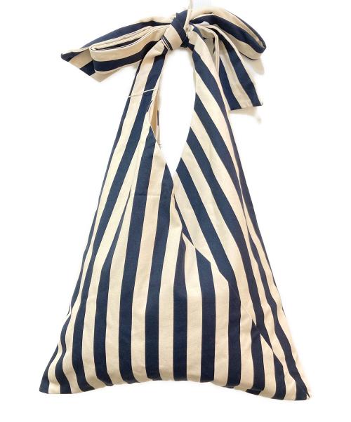weakend（ウィークエンド）weakend (ウィークエンド) ストライプリボンバッグ　NP2201N ベージュ×ネイビー 未使用品の古着・服飾アイテム
