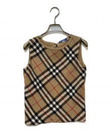 BURBERRY BLUE LABEL（バーバリー ブルー レーベル）の古着「ノバチェックノースリーブニット」｜ベージュ