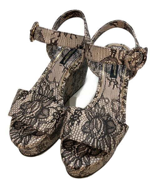 DOLCE & GABBANA（ドルチェ＆ガッバーナ）DOLCE & GABBANA (ドルチェ＆ガッバーナ) ウェッジソールサンダル グレー サイズ:サイズ表記なしの古着・服飾アイテム