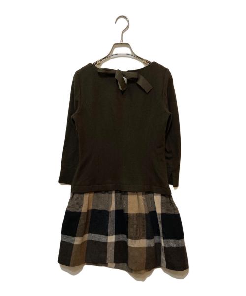 BURBERRY BLUE LABEL（バーバリーロンドンブルーレーベル）BURBERRY BLUE LABEL (バーバリーロンドンブルーレーベル) ノバチェック切替ワンピース ブラウン サイズ:36の古着・服飾アイテム