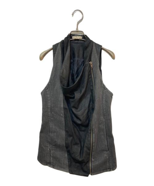 HELMUT LANG（ヘルムートラング）HELMUT LANG (ヘルムートラング) ブラックデニムレザー切替ベスト ブラック サイズ:Pの古着・服飾アイテム