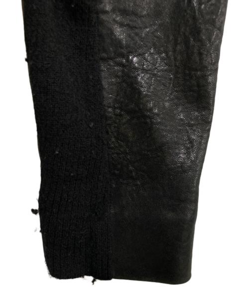 HELMUT LANG（ヘルムートラング）HELMUT LANG (ヘルムートラング) ラビットファーラムレザーウール切替ライダースジャケット ブラック サイズ:Pの古着・服飾アイテム