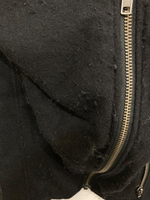 HELMUT LANG（ヘルムートラング）HELMUT LANG (ヘルムートラング) ラビットファーラムレザーウール切替ライダースジャケット ブラック サイズ:Pの古着・服飾アイテム