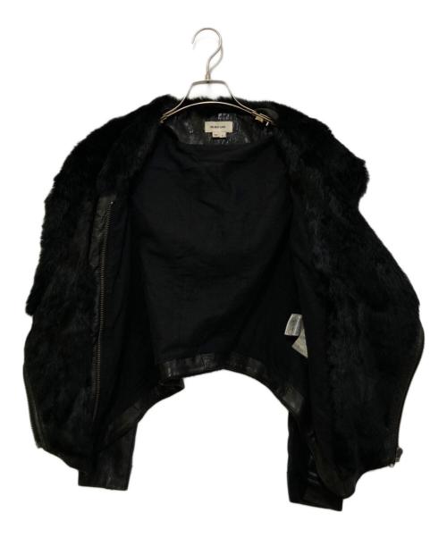 HELMUT LANG（ヘルムートラング）HELMUT LANG (ヘルムートラング) ラビットファーラムレザーウール切替ライダースジャケット ブラック サイズ:Pの古着・服飾アイテム