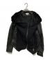 HELMUT LANG（ヘルムートラング）の古着「ラビットファーラムレザーウール切替ライダースジャケット」｜ブラック