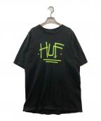 stussy×HUFステューシー×ハフ）の古着「00's コラボロゴTシャツ」｜ブラック