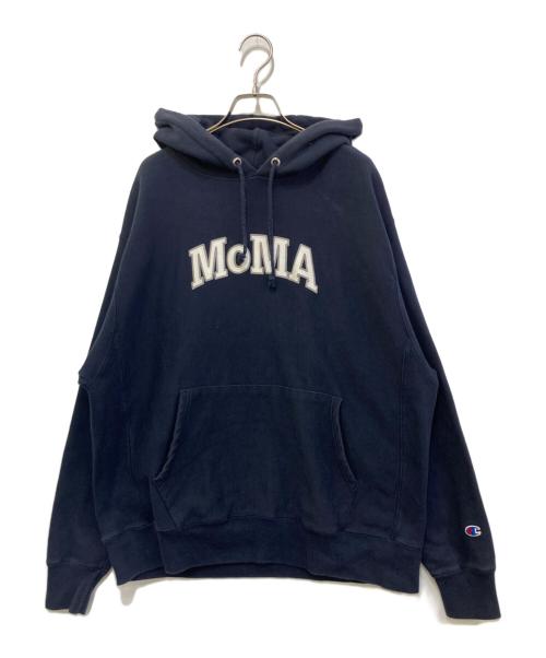 Champion REVERSE WEAVE（チャンピオン リバース ウィーブ）Champion REVERSE WEAVE (チャンピオン リバース ウィーブ) MoMA (モマ) プルオーバーパーカー ネイビー サイズ:Ｌの古着・服飾アイテム
