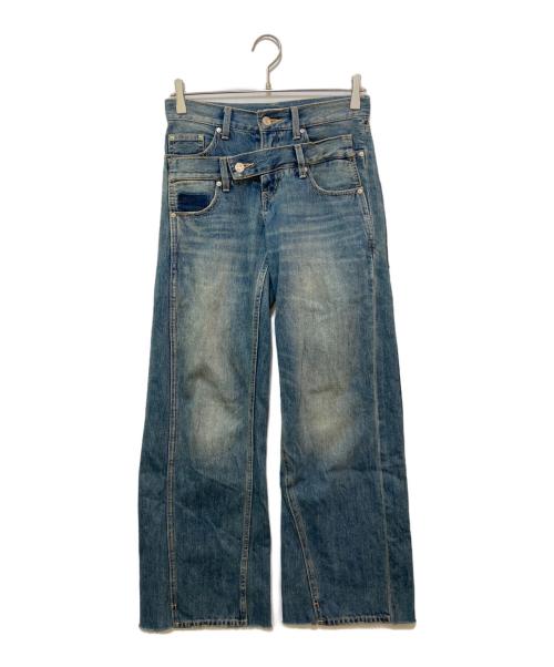 SLY（スライ）SLY (スライ) DOUBLE BELT WIDE FLARE PT-C インディゴの古着・服飾アイテム