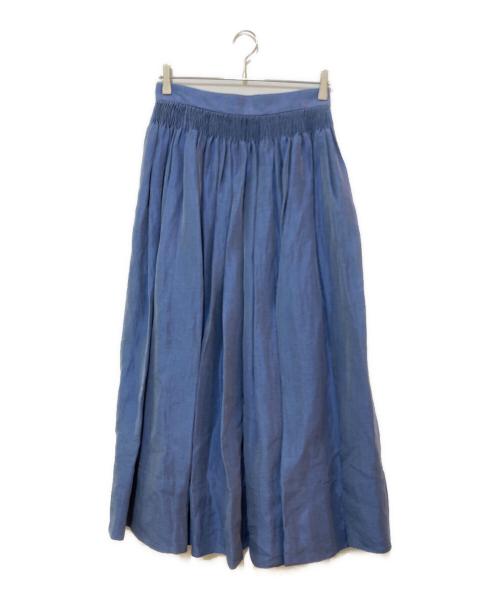 ebure（エブール）ebure (エブール) リネンシルクウエストギャザースカート ブルー サイズ:38 未使用品の古着・服飾アイテム