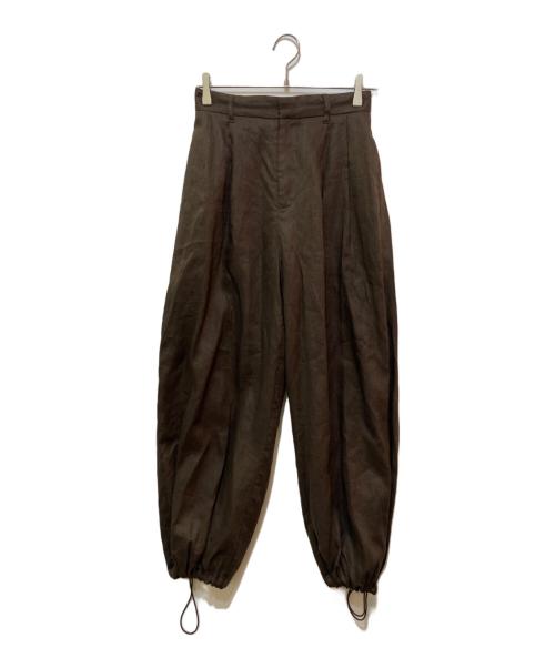 ETRE TOKYO（エトレトウキョウ）ETRE TOKYO (エトレトウキョウ) ドロストヘムリネンワイドパンツ ブラウン サイズ:Sの古着・服飾アイテム