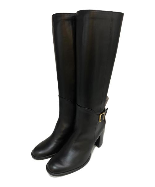 BLUE LABEL CRESTBRIDGE（ブルーレーベルクレストブリッジ）BLUE LABEL CRESTBRIDGE (ブルーレーベルクレストブリッジ) レザーロングブーツ ブラック サイズ:23 未使用品の古着・服飾アイテム