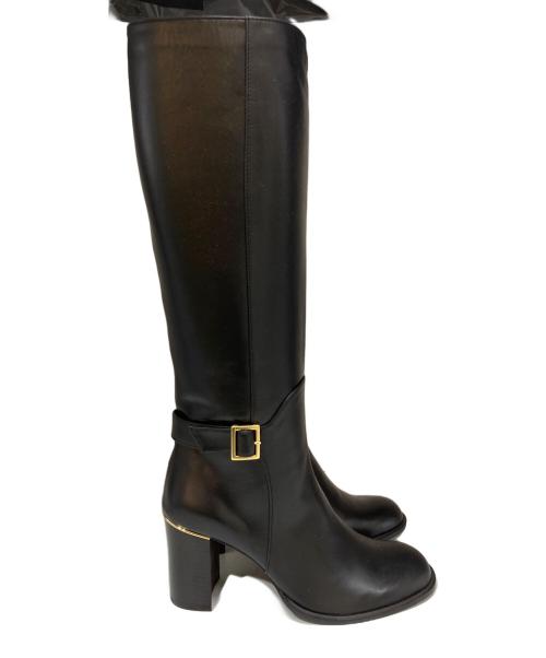 BLUE LABEL CRESTBRIDGE（ブルーレーベルクレストブリッジ）BLUE LABEL CRESTBRIDGE (ブルーレーベルクレストブリッジ) レザーロングブーツ ブラック サイズ:23 未使用品の古着・服飾アイテム