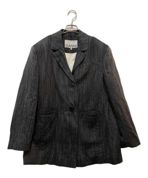 GANNI（ガニー）GANNI (ガニー) ストライプテーラードジャケット グレー サイズ:サイズ表記なしの古着・服飾アイテム
