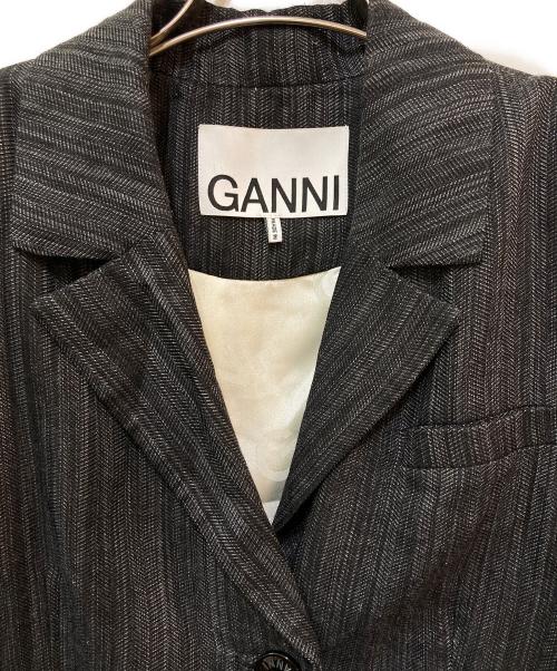 GANNI（ガニー）GANNI (ガニー) ストライプテーラードジャケット グレー サイズ:サイズ表記なしの古着・服飾アイテム