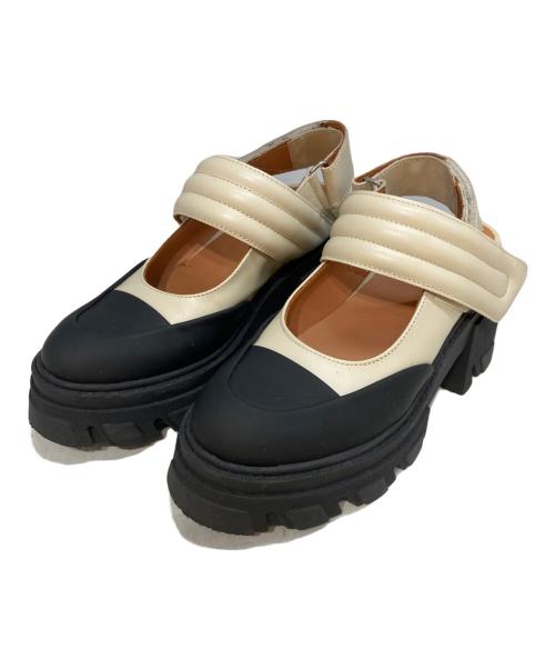 GANNI（ガニー）GANNI (ガニー) Mary Jane Ganni leather slingbacks S1659 ベージュ サイズ:38の古着・服飾アイテム