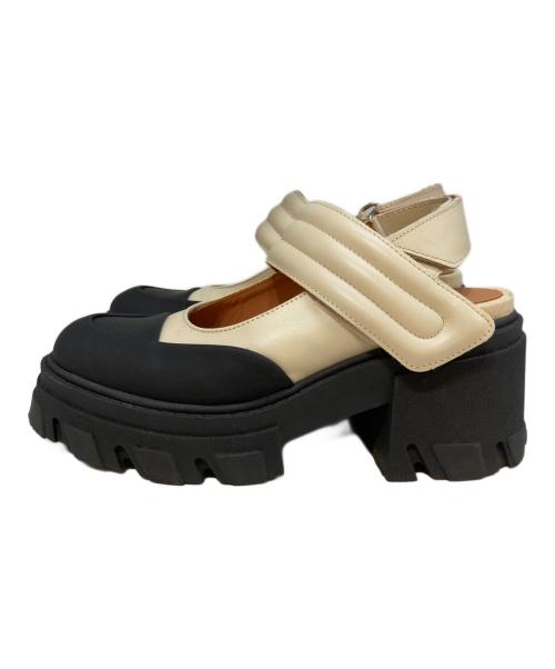 GANNI（ガニー）GANNI (ガニー) Mary Jane Ganni leather slingbacks S1659 ベージュ サイズ:38の古着・服飾アイテム