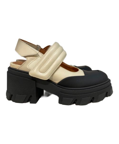 GANNI（ガニー）GANNI (ガニー) Mary Jane Ganni leather slingbacks S1659 ベージュ サイズ:38の古着・服飾アイテム