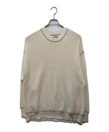 MAISON SPECIAL（メゾンスペシャル）の古着「ダメージ加工 オーバーサイズ アクリル ウール ニット」｜ベージュ