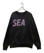 WIND AND SEAウィンダンシー）の古着「ロプリントクルーネックスウェット　WDS-SEA-02-01」｜ブラック