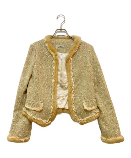 GRACE CONTINENTAL（（グレースコンチネンタル）GRACE CONTINENTAL (（グレースコンチネンタル) ラビットファー装飾ツイードジャケット ベージュ サイズ:Mの古着・服飾アイテム