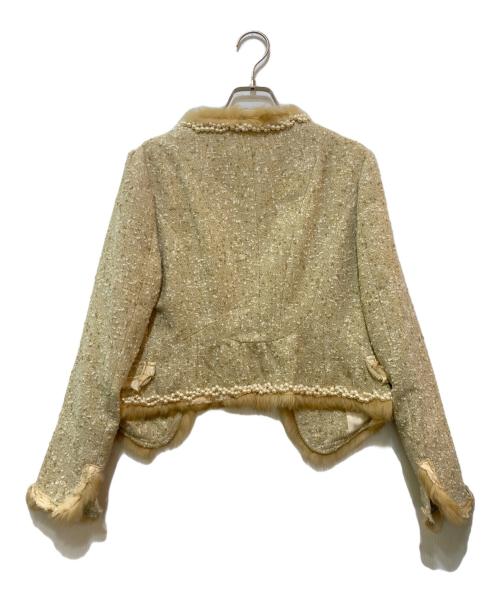 GRACE CONTINENTAL（（グレースコンチネンタル）GRACE CONTINENTAL (（グレースコンチネンタル) ラビットファー装飾ツイードジャケット ベージュ サイズ:Mの古着・服飾アイテム