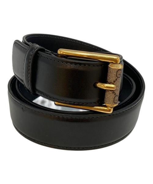 GUCCI（グッチ）GUCCI (グッチ) スクエア GGバックル レザーベルト　731775 ブラックの古着・服飾アイテム