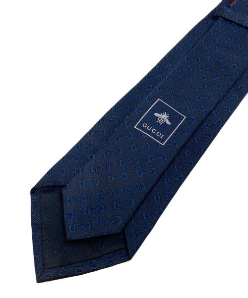 GUCCI（グッチ）GUCCI (グッチ) ホースビット シルクジャカード　792482 ネクタイ ネイビー サイズ:148cm×7cmの古着・服飾アイテム