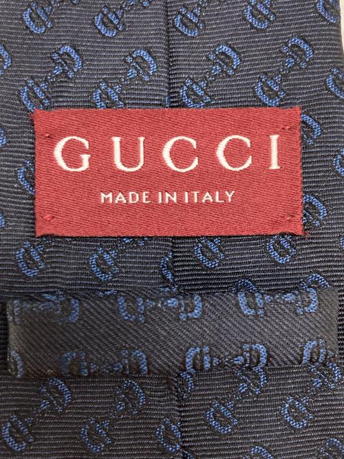 GUCCI（グッチ）GUCCI (グッチ) ホースビット シルクジャカード　792482 ネクタイ ネイビー サイズ:148cm×7cmの古着・服飾アイテム