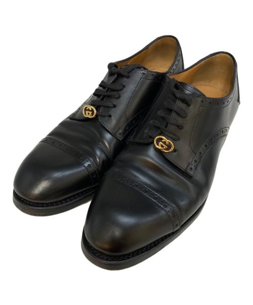 GUCCI（グッチ）GUCCI (グッチ) GG Logo Derby Shoes　750310 ブラック サイズ:81/2の古着・服飾アイテム