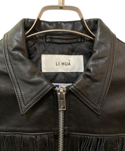 LI HUA（リーファー）LI HUA (リーファー) ADDICT CLOTHES (アディクト クローズ) ラムレザーフリンジライダースジャケット ブラック サイズ:38の古着・服飾アイテム
