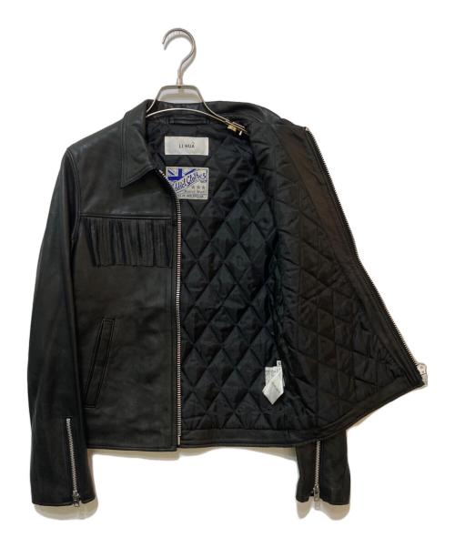 LI HUA（リーファー）LI HUA (リーファー) ADDICT CLOTHES (アディクト クローズ) ラムレザーフリンジライダースジャケット ブラック サイズ:38の古着・服飾アイテム