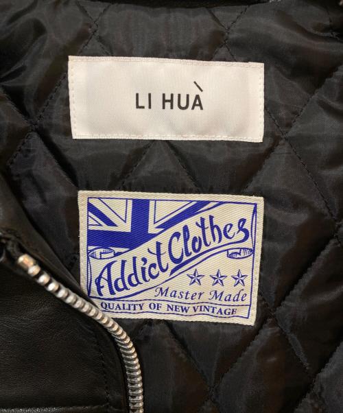 LI HUA（リーファー）LI HUA (リーファー) ADDICT CLOTHES (アディクト クローズ) ラムレザーフリンジライダースジャケット ブラック サイズ:38の古着・服飾アイテム