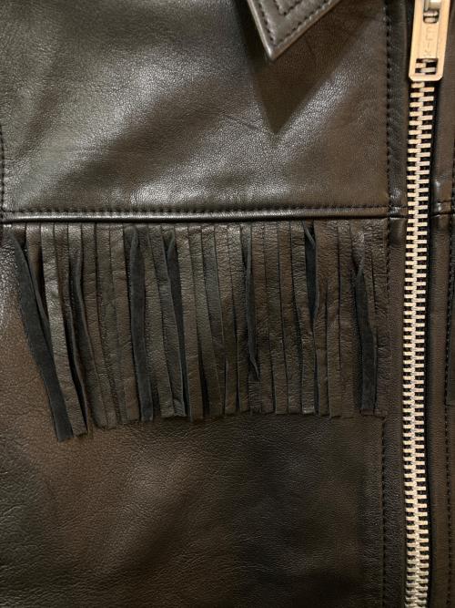 LI HUA（リーファー）LI HUA (リーファー) ADDICT CLOTHES (アディクト クローズ) ラムレザーフリンジライダースジャケット ブラック サイズ:38の古着・服飾アイテム